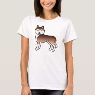 Koper Siberische Husky Cute Cartoon Hond T-Shirt