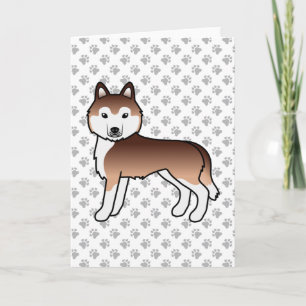 Koper Siberische Husky Schattige Cartoon Hond Kaart