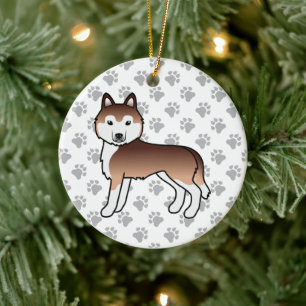 Koper Siberische Husky Schattige Cartoon Hond Keramisch Ornament