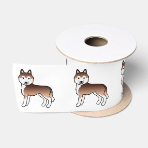 Koper Siberische Husky Schattige Cartoon Hond Satijnen Lint