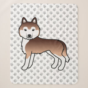 Koper Siberische Husky Schattige Cartoon Hond Sherpa Deken