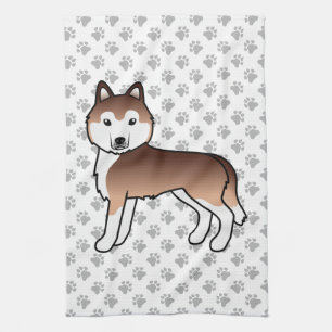 Koper Siberische Husky Schattige Cartoon Hond Theedoek