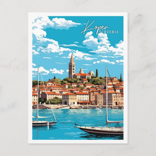 Koper Slovenië vintage reisillustratie Briefkaart (Voorkant)