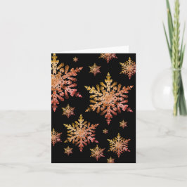 Koper Sneeuwvlok op Zwart Feestdagen Kaart