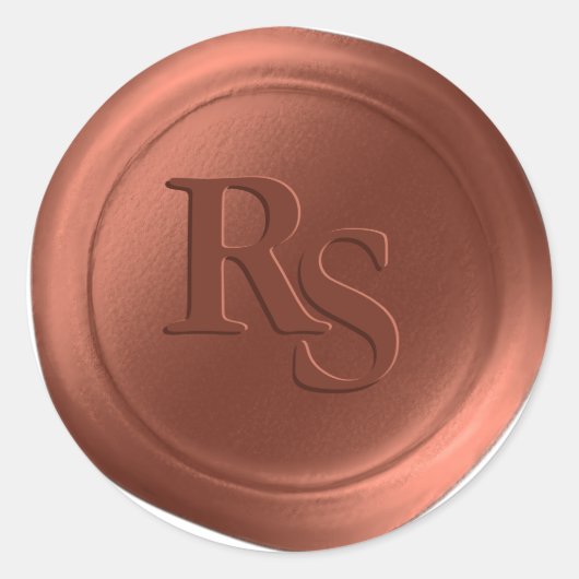 Koper Spice Dubbel Monogram Bruiloft Wax Seals Ronde Sticker (Voorkant)