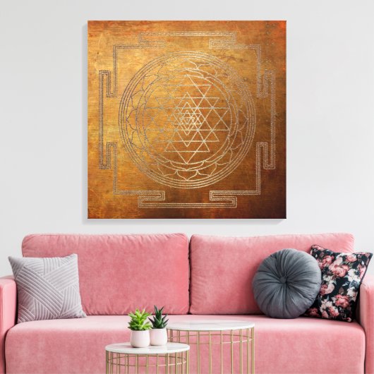Koper Sri Yantra - Ingewikkeld Canvas (Insitu (Woonkamer))