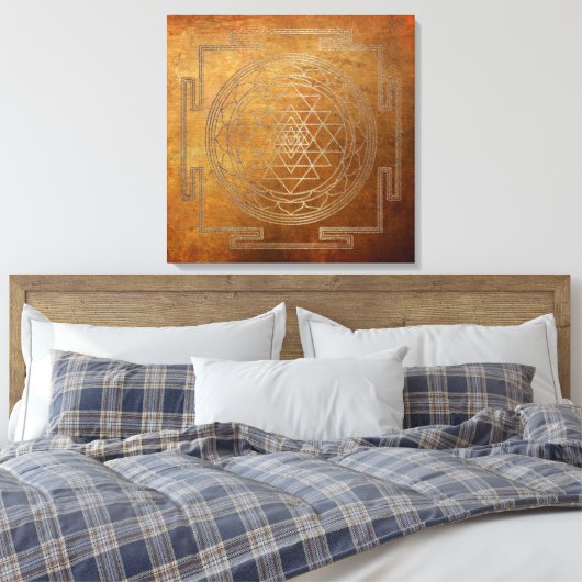 Koper Sri Yantra - Ingewikkeld Canvas (Insitu (Slaapkamer))