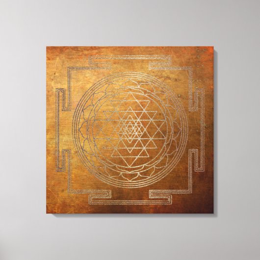 Koper Sri Yantra - Ingewikkeld Canvas Afdruk (Voorkant)