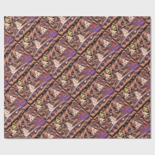 Koper Steampunk Snowman Paars Cadeaupapier (Vlak)