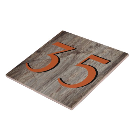 Koper Stone House Number Dubbel #s Horizontaal Tegeltje (Zijkant)