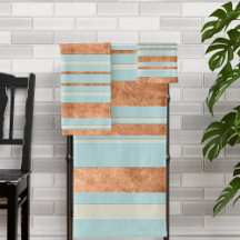 Koper Stripes Robins Egg Blue Bathroom Towel Set