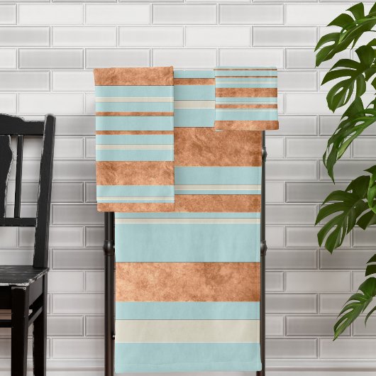 Koper Stripes Robins Egg Blue Bathroom Towel Set Bad Handdoek