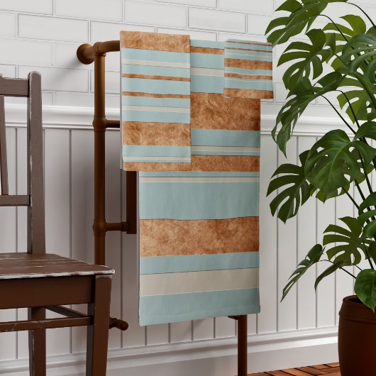 Koper Stripes Robins Egg Blue Bathroom Towel Set Bad Handdoek