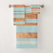 Koper Stripes Robins Egg Blue Bathroom Towel Set Bad Handdoek (Insitu)