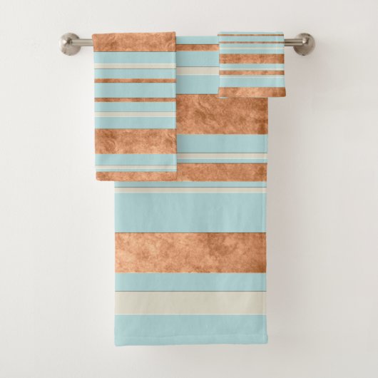 Koper Stripes Robins Egg Blue Bathroom Towel Set Bad Handdoek (Insitu)