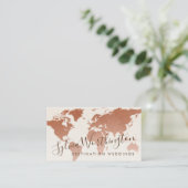 Koper Tan Brown Travel Wereldkaart Visitekaartje (Staand voorkant)