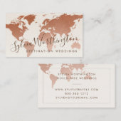 Koper Tan Brown Travel Wereldkaart Visitekaartje (Voorkant / Achterkant)