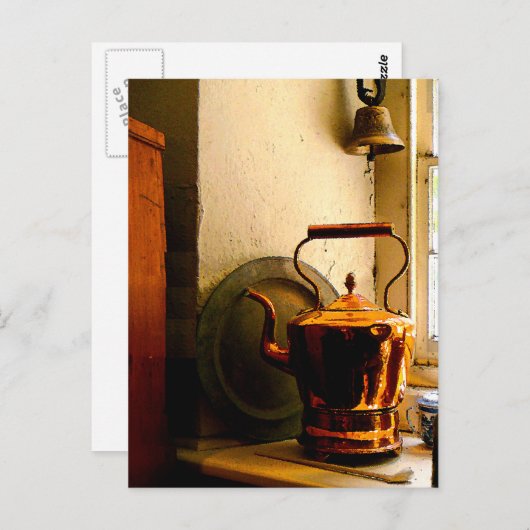 Koper Tea Kettle op Windows Briefkaart (Voorkant / Achterkant)