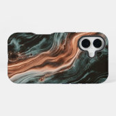 Koper & Teal Marmer Flow iPhone 16 Hoesje (Achterkant horizontaal)