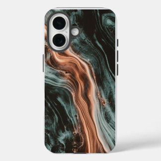 Koper & Teal Marmer Flow iPhone 16 Hoesje