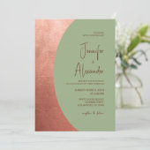 Koper Terracotta & Sage Groen Minimalistische Brui Kaart (Staand voorkant)