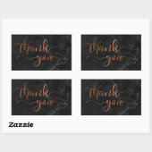 Koper Thanks You Script Over Zwarte Marmer Rechthoekige Sticker (Vel)