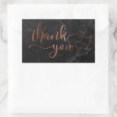 Koper Thanks You Script Over Zwarte Marmer Rechthoekige Sticker (Tas)