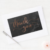 Koper Thanks You Script Over Zwarte Marmer Rechthoekige Sticker (Envelop)