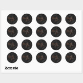 Koper Thanks You Script Over Zwarte Marmer Ronde Sticker (Vel)