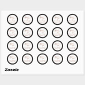 Koper Thanks You Script Over Zwarte Marmer Ronde Sticker (Vel)