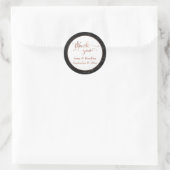 Koper Thanks You Script Over Zwarte Marmer Ronde Sticker (Tas)