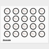 Koper Thanks You Script Over Zwarte Marmer Ronde Sticker (Vel)