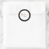 Koper Thanks You Script Over Zwarte Marmer Ronde Sticker (Tas)