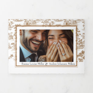 Koper Toile, Trifold Wedding Drieluik Kaart