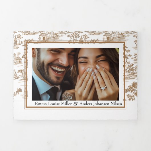 Koper Toile, Trifold Wedding Drieluik Kaart (Cover)