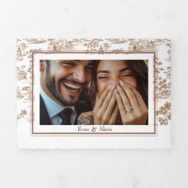 Koper Toile, Trifold Wedding Drieluik Kaart