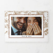 Koper Toile, Trifold Wedding Drieluik Kaart (Cover)
