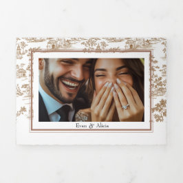 Koper Toile, Trifold Wedding Drieluik Kaart