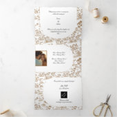 Koper Toile, Trifold Wedding Drieluik Kaart (Binnen)