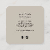 Koper Tropisch blad Interieur Decorator Vierkante Visitekaartje (Achterkant)