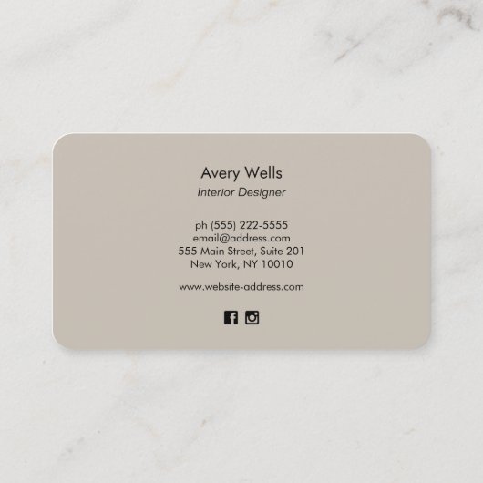 Koper Tropisch blad Interieur Decorator Visitekaartje (Achterkant)