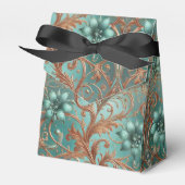 Koper turquoise bloemen en wijnstokken bedankdoosjes (Voorkant Zijde)