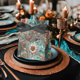 Koper Turquoise Bloemenpatroon Bedankdoosjes