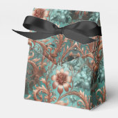Koper Turquoise Bloemmotief Bedankdoosjes (Voorkant Zijde)