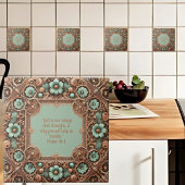 Koper Turquoise Filigraamlijst Bijbelverzen Tegeltje