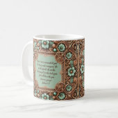 Koper Turquoise Fillagree Frame Aanpasbaar Koffiemok (Voorkant links)