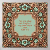 Koper Turquoise Fillagree Frame Bijbelverzen  Poster (Voorkant)