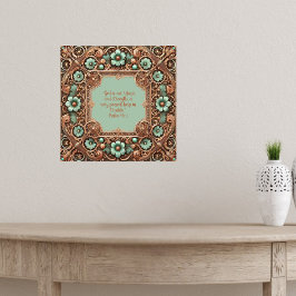 Koper Turquoise Fillagree Frame Bijbelverzen Poster