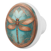 Koper Turquoise Framed Dragonfly Keramische Knop (Rechts)