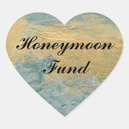 Koper Turquoise Honeymoon Fonds Hart Sticker (Voorkant)
